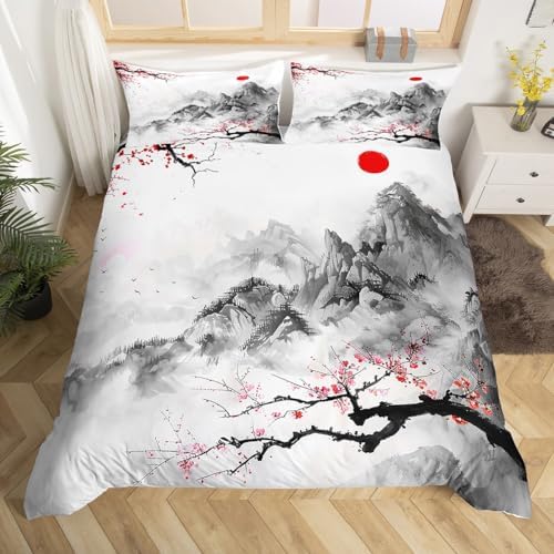 Feelyou Cherry Blossoms Duvet Cover Full Size Boys Girls Teens