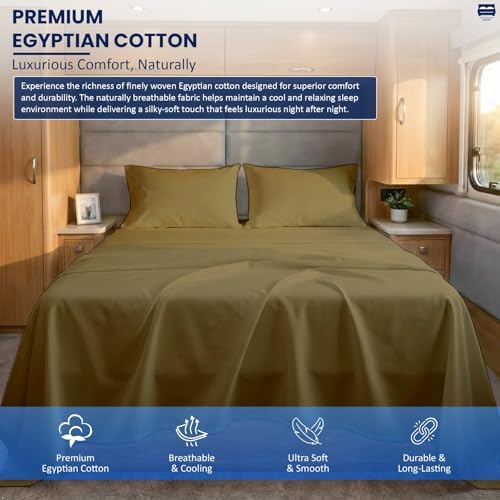 Cottingon 4 PC Olympic Queen Sheets, 15" Deep, Egyptian Cotton, Taupe