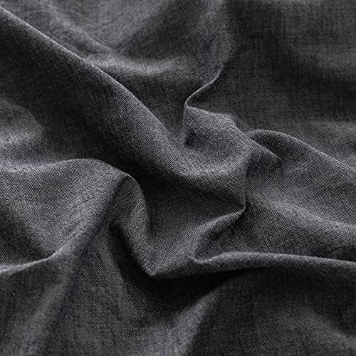 FACE TWO FACE Bedding Duvet Cover Set100% Washed Cotton Duvet Cover Linen Like Textured Breathable Durable Soft Comfy (King, Gray)