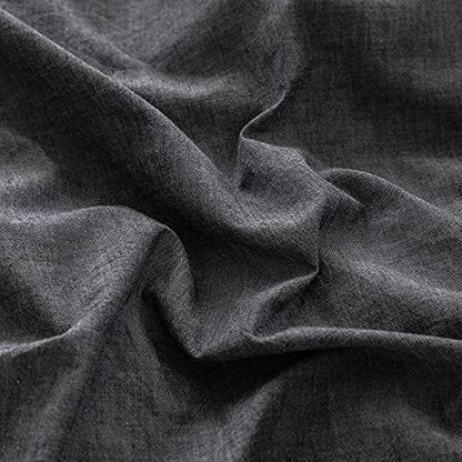 FACE TWO FACE Bedding Duvet Cover Set100% Washed Cotton Duvet Cover Linen Like Textured Breathable Durable Soft Comfy (King, Gray)