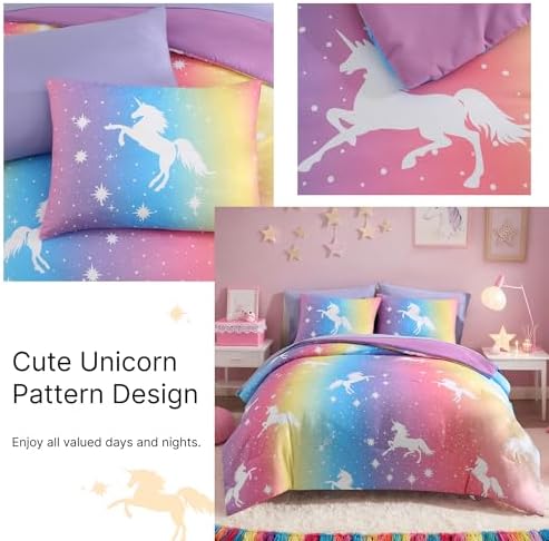 Full Size Comforter Sets for Girls - 7 Pieces Unicorn Full Bedding Set