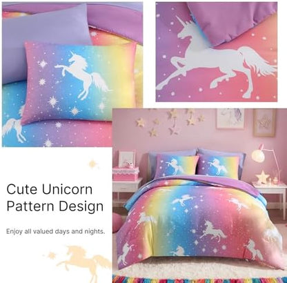 Full Size Comforter Sets for Girls - 7 Pieces Unicorn Full Bedding Set