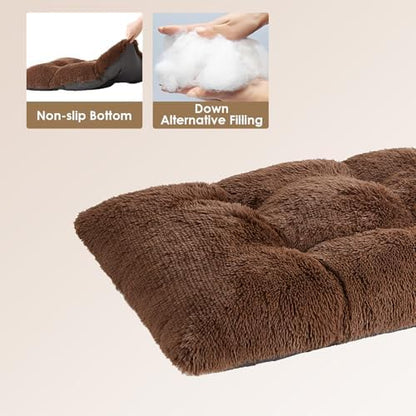 EHEYCIGA Fluffy Dog Crate Bed, Plush XX Large Dog Pillow, Coffee