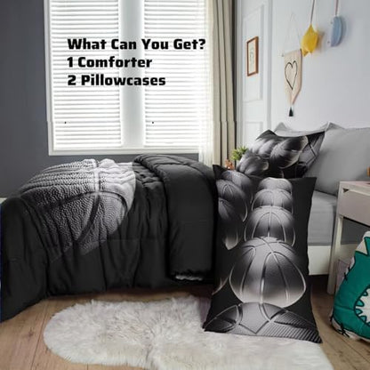 Basketball Comforter Set Full Size for Boys Kids Teens All Season Sports Theme Basketball Bedding Sets Teenage Bed Bedrooom Set 3 Pieces with Pillowcases,