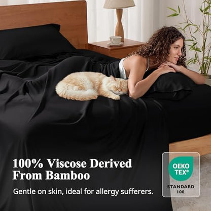 Bamboo Viscose Sheet Set Full Size, Cooling Sheets Bed Set 4pcs