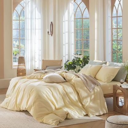 MooMee Duvet Cover Set 100% Washed Cotton Linen Like Super King