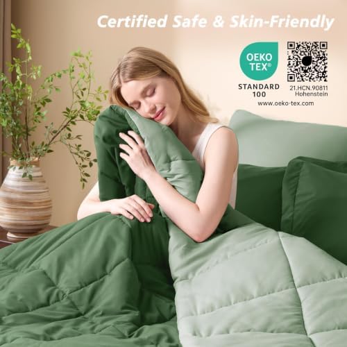 California King Comforter Set, Green Bed in a Bag, Bedding Set with sheets