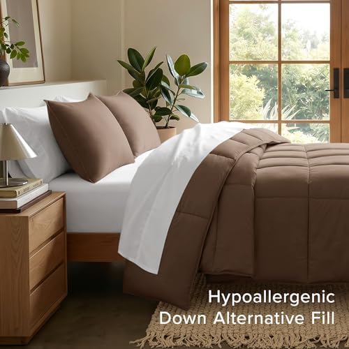 Bare Home Comforter Set - 1800 Ultra Soft (Oversized King, Cocoa)