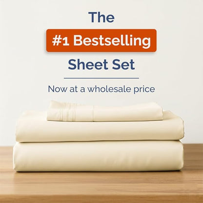 Bulk Case Pack of 16 Sheet Sets - (16) Complete Twin Size Sheet Sets w/ Deep Pockets - Wholesale Bulk Bedding for Hotels, Spas & Airbnbs - Breathable, Cooling, Soft & Wrinkle Free - (Twin, Off White)