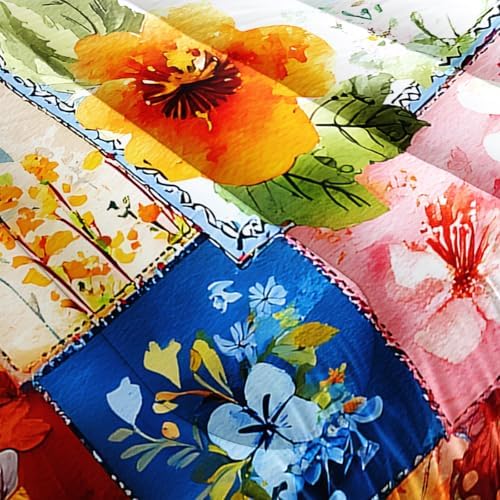 Color Vintage Floral Comforter Set King Size，Floral King Bed Bedding Set，with 1 Comforter with 2 Pillow Case