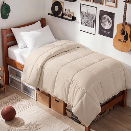 EASELAND Twin XL Down Alternative Comforter, Beige, 68x92 Inches
