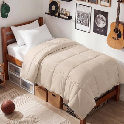 EASELAND Twin XL Down Alternative Comforter, Beige, 68x92 Inches