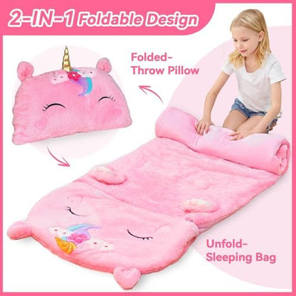 iPlay, iLearn Kids Unicorn Sleeping Bag, Toddler Girl Daycare Plush Nap Mat