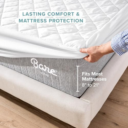 Bare Home Quilted Fitted Mattress Pad (Twin, White)