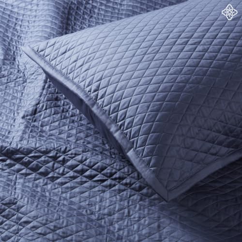 BIOWEAVES 100% Organic Cotton Quilts Queen Size - Diamond Stitched Quilted bedspreads - All Season Oversized Coverlet Set - GOTS Certified Bedding Set | 1 Quilt & 2 Pillow Shams