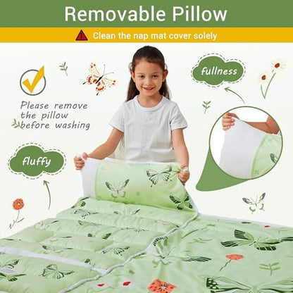 Lasoftan Toddler Nap Mat with Pillow and Blanket, Extra Large Rolled Napping Mats,Slumber Bags for Boys Girls,Kids Sleeping Bag for Daycare, Preschool Travel Camping