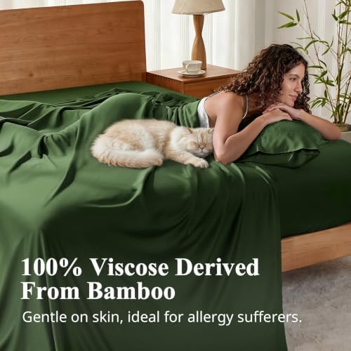 Bamboo Viscose Sheet Set Twin Size, Cooling Sheets Bed Set 3pcs