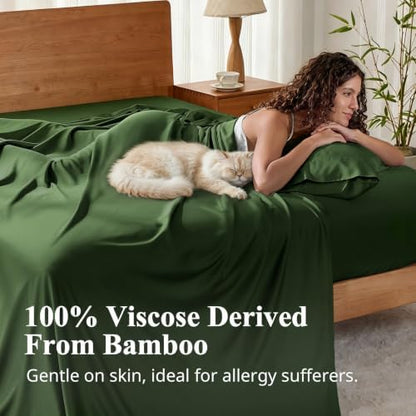 Bamboo Viscose Sheet Set Twin Size, Cooling Sheets Bed Set 3pcs