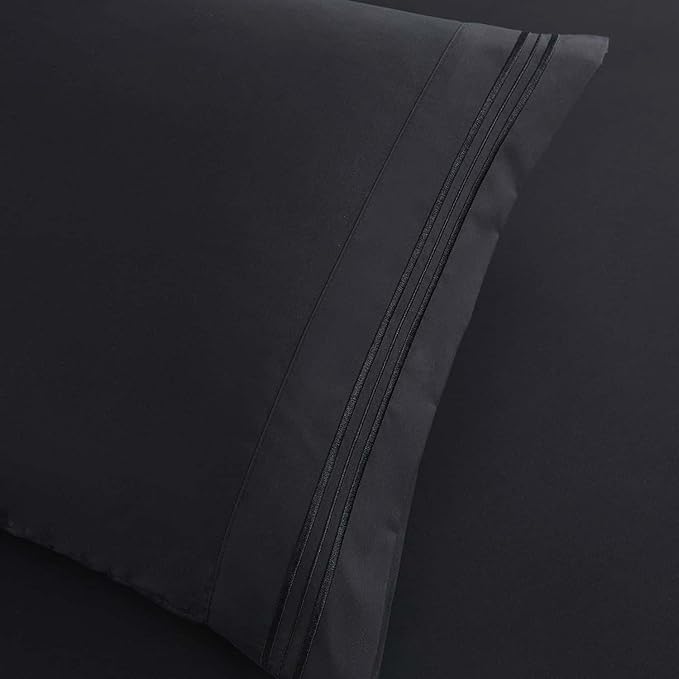 Clara Clark King Sheets, 6 Piece Set - Hotel Luxury Sheets for King Size Bed, Super Soft Bedding Set, King Size, Black