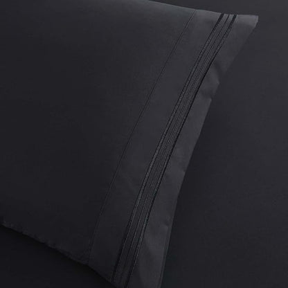 Clara Clark Queen Sheets, 6 Piece Set - Hotel Luxury Sheets for Queen Size Bed, Super Soft Bedding Set, Black