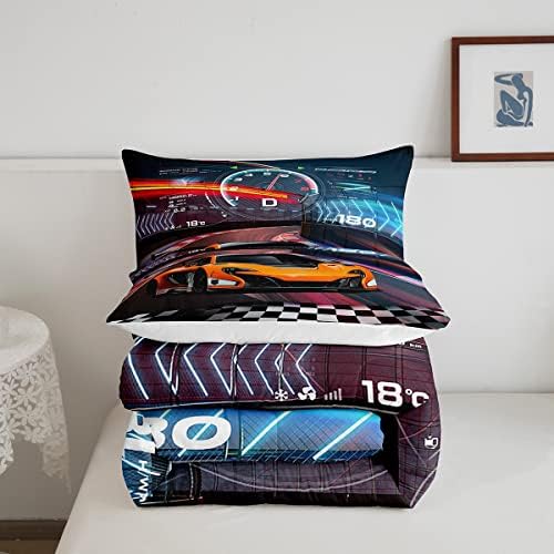 Feelyou Boys Race Car Toddler Size Bedding Set Kids Racing Car Comforter Extreme Sports Comforter Set for Teens Cool Car Comforter Car Room Decor Car Sports Quilt Set 1 Comforter Set with 1 Pillowcase
