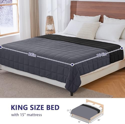 yescool King Size Weighted Blanket for Adults 30lbs, 88” x 104”, Grey& Black