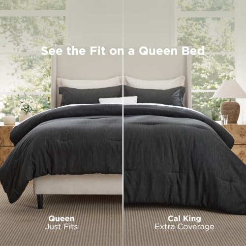 Bedsure Charcoal Cal King Comforter Set, Soft Cationic Dyed Bed Set 3 Pcs