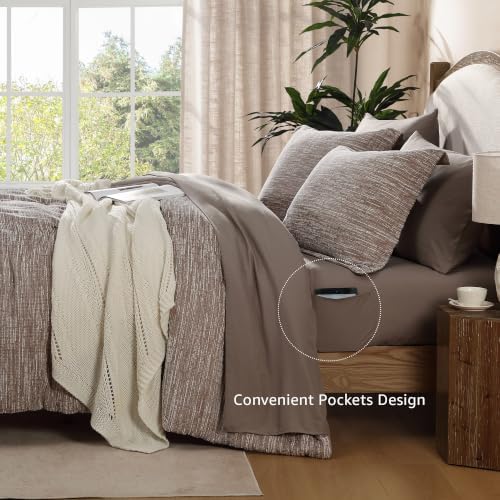 MaiRêve Queen Comforter Set Chenille Textured 7 Pieces Bed in a Bag