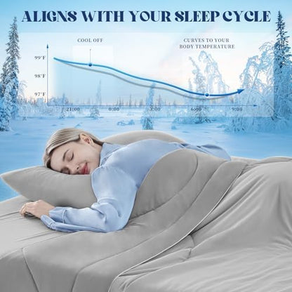Cooling Comforter Queen Size for Hot Sleepers，68″x90″, Light Grey