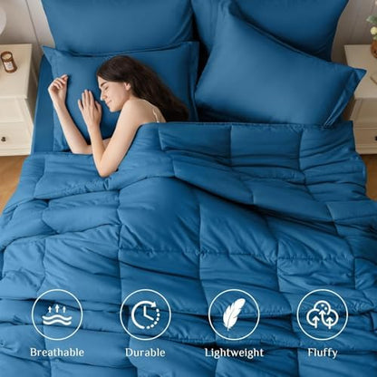 JOLLYVOGUE Twin Comforter Set, Ultra-Soft Bed in a Bag Twin Size 5 Pieces, Oeko-TEX Certified Bedding Set with Down Alternative Comforter, Sheets, Pillowcases & Shams, Teal