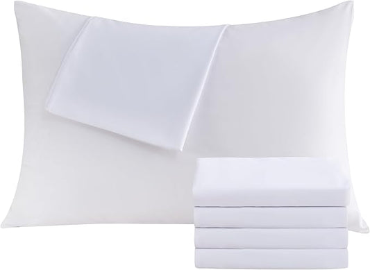 White Pillowcases King 4 Pack, 20x36 Pillow Cases with Envelope Closure, Soft Plain Brushed Microfiber Covers Breathable Wrinkle-Resistant