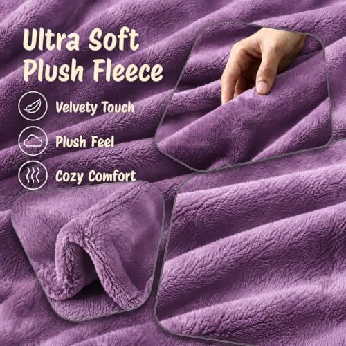 Eydna Electric Heated Blanket Full Size 72"x84",Fast Heating, Soft Plush Microplush for Bed & Couch, 10 Hours Auto Off 5 Heating Levels, Machine Washable, Gifts for Womens & Family-Light Purple
