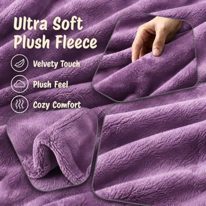 Eydna Electric Heated Blanket Full Size 72"x84",Fast Heating, Soft Plush Microplush for Bed & Couch, 10 Hours Auto Off 5 Heating Levels, Machine Washable, Gifts for Womens & Family-Light Purple