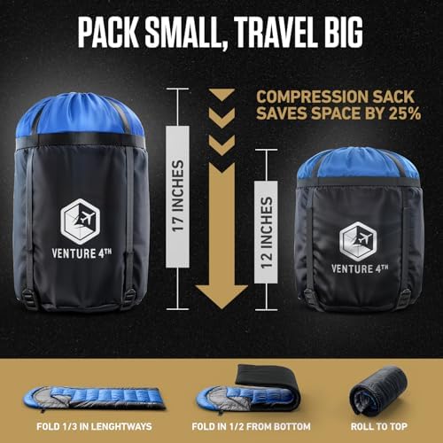 VENTURE 4TH Backpacking Sleeping Bag for Camping - Single, XXL & Double