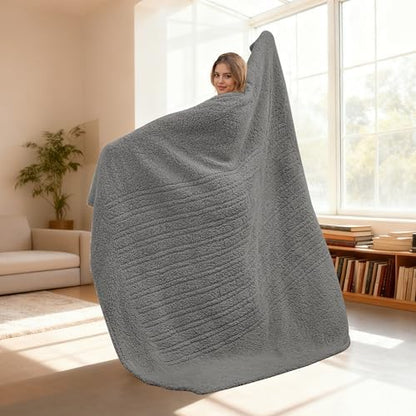 Electric Heated Blanket Queen Size 84"×90" Dual Control, 9 Heating Settings & 1-10Hs Auto Off, Overheat Protect, Double-Sided Plush Sherpa, Couch & Bed, Machine Washable Gifts for Family- Light Gray