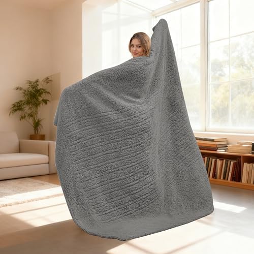 Eydna Electric Heated Blanket Twin Size 62"×84" with 9 Heating Levels & 1-10Hs Auto Off, Heating Blankets Double Sided Plush Sherpa, Energy Efficient, Machine Washable, Gifts for Family- Light Gray