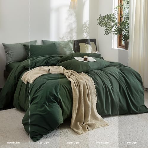 FOSSA Duvet Cover Set 100% Washed Cotton Linen Feel Twin