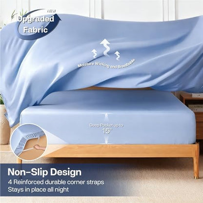 MR&HM Full Size Sheets 4 Pieces, Rayon Derived from Bamboo Blend