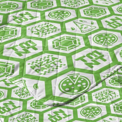 Northwest Nickelodeon Teenage Mutant Ninja Turtles Pizza Party Quilted Throw Blanket, Comfy Throw, Adults Boys Girls, Soft Lightweight Bedding for Bed, or Couch, 60 x 80 inches