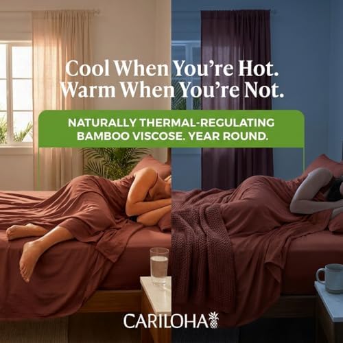 Cariloha Aloha Soft 3-Piece Sheet Set | Maroon Sunset | Twin XL | Made from 100% Viscose derived from Bamboo | Introductory Sheet Line