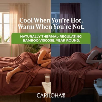 Cariloha Aloha Soft 4-Piece Sheet Set | Maroon Sunset | Full | Made from 100% Viscose derived from Bamboo | Introductory Sheet Line