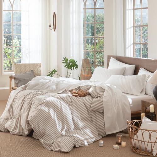 MooMee Sheet Set 100% Washed Cotton Linen-Like Extra Deep Pocket King