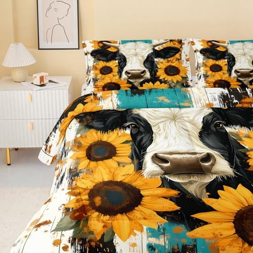 QOOMO Cow Kids Comforter Set Full Size