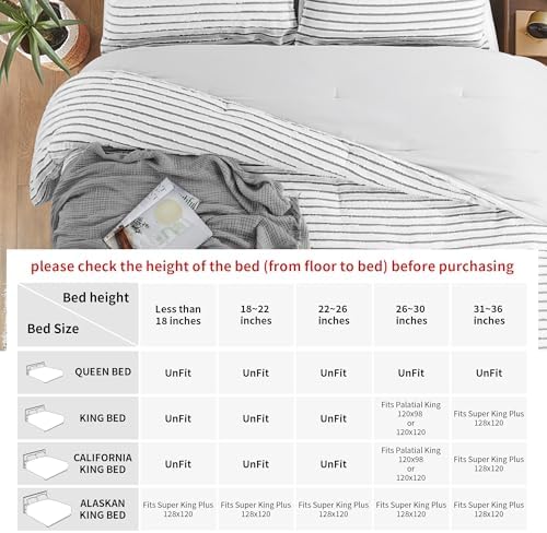 HOMBYS Oversized King Boho Comforter Set 128x120, Black White Tufted Jacquard Geometry Bedding Comforter for King Bed, Shabby Chic Bed Sets with 2 Matching Pillow Cases