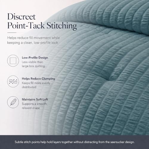CozyLux Twin XL Comforter Set 5 Pieces Mineral Blue Seersucker Bed in a Bag
