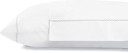 Linen Home 100% Cotton Percale Moon Scallop Hem Pillowcases Queen/Standard Size, Mauve Lavender, 2 Pieces of Pillow Case, Crisp and Cool Strong Bed Linen, 20 inches X 30 inches