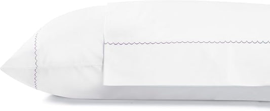 Linen Home 100% Cotton Percale Moon Scallop Hem Pillowcases Queen/Standard Size, Mauve Lavender, 2 Pieces of Pillow Case, Crisp and Cool Strong Bed Linen, 20 inches X 30 inches