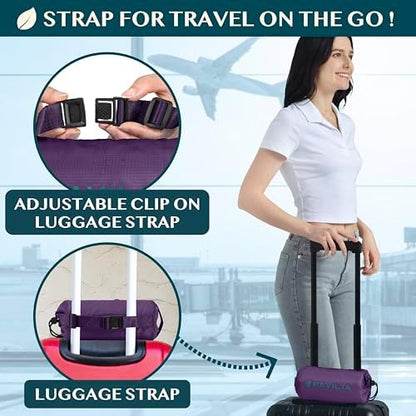 PAVILIA Travel Blanket Airplane Compact with Bag Lightweight, Purple