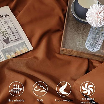 Burnt Orange 3 Piece California King Bedding Set, Soft Modern Terracotta Microfiber Down Alternative Comforter with Pillowcases
