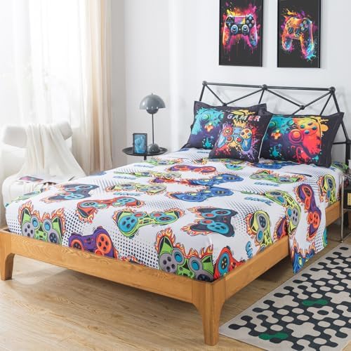 ADASMILE A & S 6 Piece Game Console Comforter Full for Boys Gaming Bedding